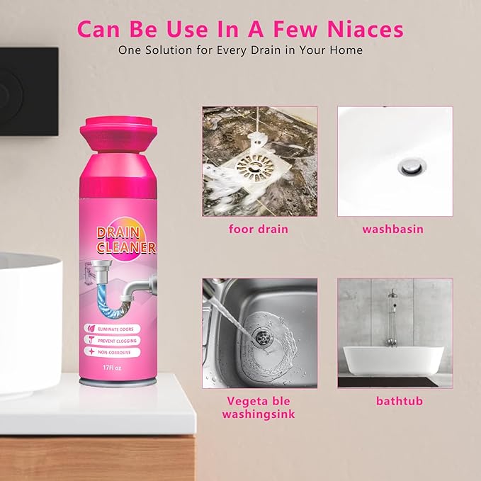 2025 New Foaming Drain Cleaner And Deodorizer, Kitchen Sink Cleaner Foam, Drain Clog Remover, Bathroom Sink Drains Cleaners Foam for Kitchen Sinks, Shower Drains, Tubs (1pcs)