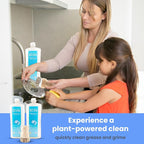 Unscented Dish Soap Liquid Hypoallergenic Cleaning Pack with 1 Natural Sisal Dish Scrub Brush & 2 Unscented Clear Liquid Dishwashing Soap With Biodegradable Formula (3 Items)