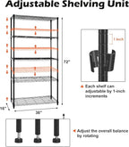 WDT 5 Tier Shelf Shelving Unit with Wheels,Adjustable Metal Shelves for Storage, NSF Wire Shelving Rack,350lbs Loading Capacity Per Shelf Storage Shelves for Kitchen Garage, 36" D x 16" W x 75" H