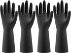 Bamllum 4 Pairs Rubber Kitchen Dishwashing Gloves - Reusable Household Cleaning Gloves for Washing Dishes and Cleaning Tasks, Flexible Long-lasting and Non-Slip (Small, Black)