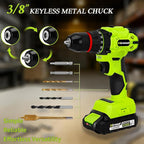 Brushless Drill Tool Set,20V Cordless Drill Tool Box with 2.0Ah Battery,50N.m & 24+1 Gear 3/8" Keyless Metal Self-locking Chuck Handheld Tool Drills Kit,Taladro Inalámbrico for Home Repair Set