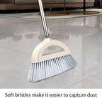Angle Broom for Hardwood Floors - Soft Bristled Indoor & Kitchen Broom (Light Pink)