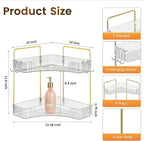 Corner Bathroom Counter Organizer 2 Tier Bathroom Organizers and Storage Countertop with Hooks Skin Care Exquisite Vanity Organizer Countertop Bathroom Storage Dresser, Kitchen-Clear