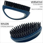 Small Scrub Brush with Nylon Bristles - Heavy Duty Cleaning Brush for Bathroom, Kitchen, Grout, Tiles - Non-Slip Teardrop Handle & Hangable Design - Deep Blue