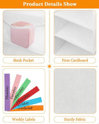 punemi Weekly Clothes Organizer for Kids, 6-Shelf Hanging Closet Storage with Side Pockets, Days of The Week Design, 11.8" x 11.8" x 37.8", Perfect for Organizing a Week's Worth of Kids' Clothing