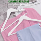 Amber Home 30 Pack White Wooden Coat Hangers, White Wood Suit Hangers with Non-Slip Pant Bar, Clothes Hangers for Closet Organization, Shirts, Jackets, Dresses, and Pants (White, 30)