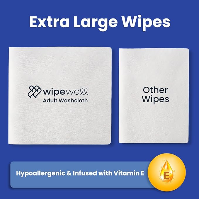 Extra Large Adult Wipes for Incontinence – Disposable Adult Washcloths with Aloe & Vitamin E – Premium Washcloth, Soft, Durable Cleansing Wipes for Adults – 12 Pack (600 ct)