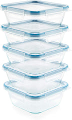 Snapware Total Solutions (10-Pack, 4 Cup) Glass Food Storage Containers Set, Airtight & Leakproof Locking BPA-Free Lids, Freezer Dishwasher Microwave Safe
