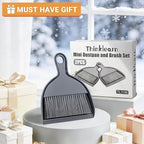 THINKLEARN 2PCS Small Dust Pan and Brush Set, Mini Broom and Dustpan Set, Compact and Hand Broom Combo Set for Cleaning, Dark Gray