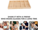 Ciieeo Wooden Sunglasses Tray and Glasses Organizer Eyewear Display Rack for Home and Shop, Multi-Grid Glasses Holder with 5pcs Set for Tabletop Storage