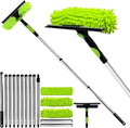 Professional 152" Window Squeegee Cleaner Tool with Extension Pole, 2-in-1 Squeegee for Window Cleaning Kit with Scrubber and Rotating Head, Window Cleaner for Car, Sliding Door, Shower Glass Door