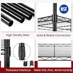 Large Wire Shelving Unit 5-Tier Metal Storage Shelves Heavy Duty Garage Shelving Adjustable Storage Shelf Rack with Leveling Feet for Home Kitchen Garage, 14" Dx23.8 Wx60 H, Black