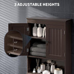 Bealife Over The Toilet Storage Cabinet with Open Shelf, Over Toilet Bathroom Organizer with Adjustable Shelf and Double Doors, Over The Toilet Storage Shelf Free Standing for Bathroom - Espresso