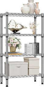 M MZG 1000 lbs 4 Tier Shelf Metal Storage Shelves Wire Rack Closet Organizers for Garage Kitchen Bathroom Laundry Chrome 11.8" D x 25.6" W x 45.5" H