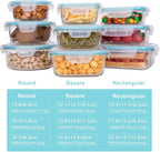 AILTEC Glass Food Storage Containers with Lids, [18 Piece] Glass Meal Prep Containers, Containers for Food Storage with Lids, BPA Free & Leak Proof (9 Lid & 9 Container)