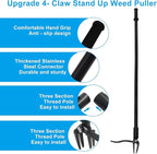 2Pcs Weed Puller Set, Stand up Weeder Weeding Tool, with Black Claw & Long Detachable Black Metal Handle, 46" Weed Remove Tool for Lawn & Garden, No Bending or Kneeling Required