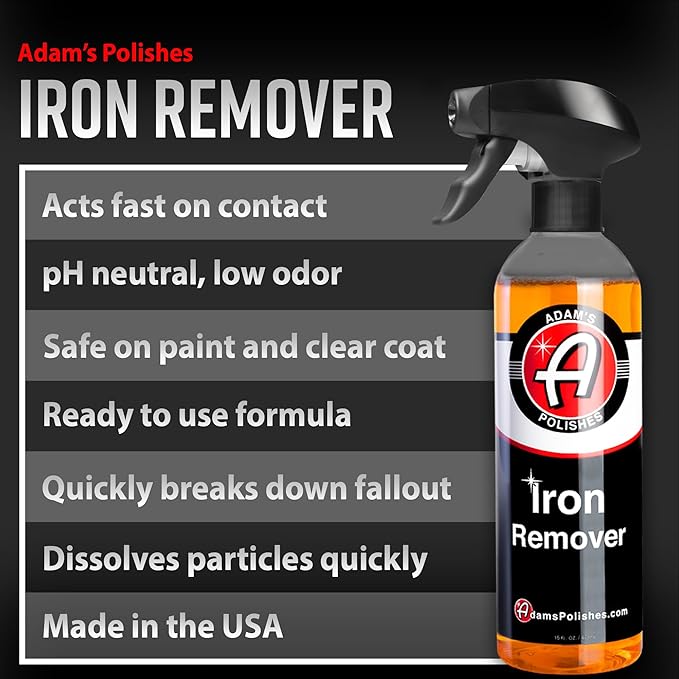 Adam's Iron Remover (Gallon) - Iron Out Fallout & Stop Rust Remover Spray for Car Detailing Removes Iron Particles in Auto Paint, Wheels, Motorcycle, RV & Boat - Use Before Clay Bar, Wax or Car Wash