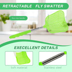 MYSTICHOME Fly Swatter 1 Pack, Durable Heavy Duty Plastic Fly Swatters, Stainless Steel Telescopic FlySwatter for Indoors/Outdoor/Kitchen/Garden (Green)