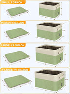 BALEINE 2 Pack Fabric Storage Bins for Shelves, Linen Storage Baskets for Organizing, Decorative Closet Bins for Clothes, Home (Green, 12"x8"x8")