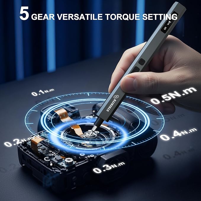 STREBITO 155 in 1 Mini Electric Screwdriver Set, Upgraded Small Electric Screwdriver Cordless, 5 Torque Settings, Max 7 N.m, Electronic Power Screwdriver Repair Tool Kit for Mac, Computer Pc Building