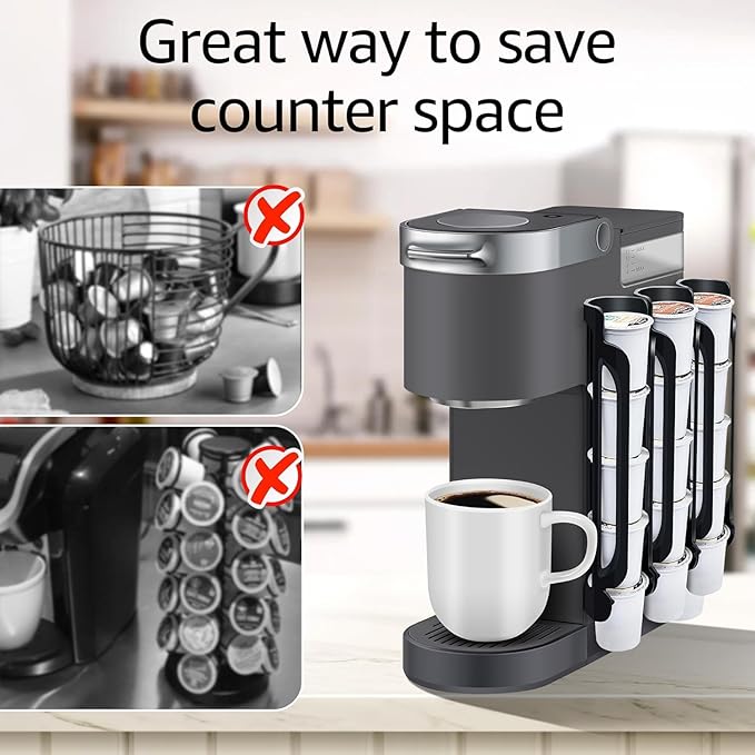 K Cup Holder for Keurig: Coffee Pod Holders for Counter Small Space - Kcup holders for Wall Mount (2, Gray)