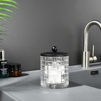 Glass Cotton Jar Holder Matte Black Lid, Elegant Bathroom Storage Canister for Qtips, Cotton Balls, Floss, Makeup Organizer, Vanity Bathroom Organization