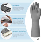 Dishwashing Gloves for Kitchen, 4 Pairs Rubber Cleaning Household Dish Washing Latex Glove with Hanging Hook (Black+Blue+Green+Grey, Large)