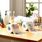 2 Rolls Christmas Toilet Paper Gifts Santa Claus Toilet Tissue with Packaging Bag and Bow Disposable Xmas Paper Towels Christmas Stocking Stuffers for Holiday Birthday Party Supply(Santa)