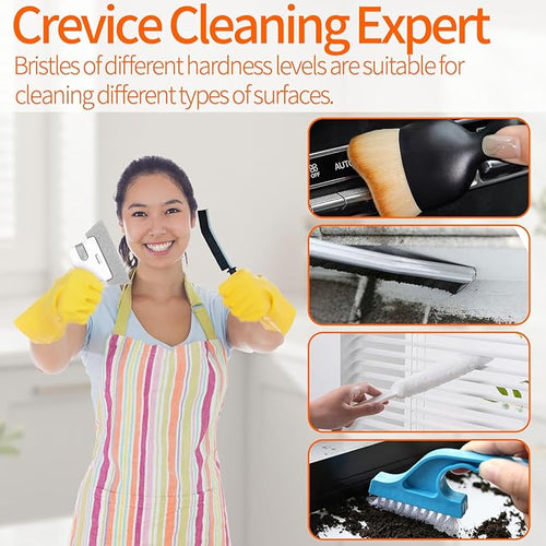 19 Pcs Small Crevice Cleaning Brush Set, Groove Gap Cleaning Tool for Cleaning Kitchen, Bathroom, Corner, Sink, Door, Blinds, Faucets, Window Track,Cup