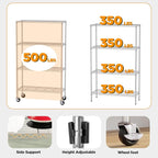 FDW 4-Tier Wire Shelving Unit Adjustable Garage Shelving 1400 lbs Weight Capacity Storage Shelves with Wheels for Home Kitchen Garage Commercial, 14" Dx36 Wx62 H, Chrome