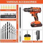 20v Drill Driver Set,Cordless Drill with Battery and Charger,LED Tools Kit,25+1 Torque Setting,43pcs Drill Bits