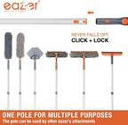 Eazer 46'' Professional Window Cleaner Tool, 2-in-1 Rotatable Squeegee for Window Cleaning Kit, Window Washing Equipment Kit with Threaded Extension Pole(20''-46'') for Shower/Windshield.