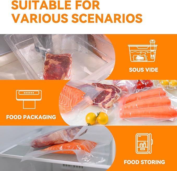 [2024 New] 8" x 50' 3 Rolls, Vacuum Sealer Rolls Bags for Food, Great for Food Storage, Sous Vide and Meal Prep, Wevac Lite