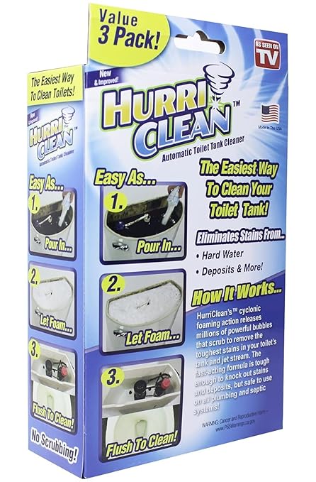 Hurriclean - HC-MO48 Deluxe 3-Pack New and Improved Automatic Toilet Tank Cleaner No Scrubbing