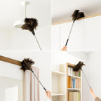 Extendable Ostrich Feather Duster – 51" (1.3 m) Long Reach Telescopic Handle Cleaning Tool, Natural Soft Feather Dusting Brush, Reusable and Durable for Furniture, Blinds, Ceiling Fans, High Shelves