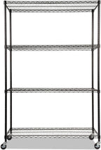 Alera ALE Complete Wire Shelving Unit w/Caster, Four-Shelf, 48 x 18 x 72, Black