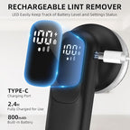 Fabric Shaver, Lint Remover Rechargeable with 3 Speeds, 6 Leaf Blades, Digital LED Display to Remove Fuzz Lint Balls for Clothes, Furniture, Sweater and Couch (Black)