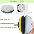 4 Inch Drill Brush Attachments for Cleaning Household Drill Brush Scrubber for Bathroom & Kitchen with Disc Pad Holder and Adapter，9 Scouring Pads（3 Different Stiffness） 11Pcs