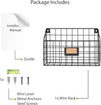 Wall35 Rivista File Holder Home Office Desk Organizer, Wall Mounted Wide Chicken Wire Mail Organizer and Magazine Holder, Metal, Black