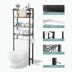 GRUSIGN Over-The-Toilet Storage Shelf, 4-Tier Bathroom Organizer Shelf, Freestanding Space Saver Shelves Over Toilet with Adjustable Shelf for Bathroom, Black