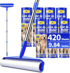 9.84" Large Extra Sticky Lint Roller, 58.3" Long Handle Lint Remover with 7 Rollers for Clothes, Cat Dog Pet Hair, Furniture, Couch, Carpet, Floor，Painted Wall Cleaner Mop Dust Cleaning
