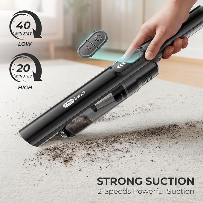 Apical Life Cordless Handheld Vacuum Cleaner, 13000Pa Strong Suction, Mini Vacuum with Charging Dock, 40 Mins Runtime, LED Light, HEPA Filter, One-Click Empty for Car Detailing and Home