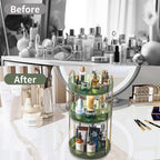 Asayuee 360 Rotating Perfume Organizer,3 Tier Large Capacity Make Up Organizers and Storage,Makeup Organizer for Bathroom,Cosmetic Perfume Stand Holder (Green-3 Tier)