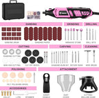 Rotary Tool Kit: DEKOPRO Power Hand Rotary Tools Mini for Wood/Metal, Electric Grinder Drill Machine Set with Flex Shaft for Carving, Cutting, Sanding, Grinding, Polishing, Engraving Pink