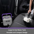 Canister Steam Cleaner: 50-Sec Heat-Up, 0.6 Gal Tank Refill Anytime (Non-Pressurized), 1650W, 60 PSI, 21-Pcs Kit, Dry/Wet Modes, Detachable Hose for Tile Grout Furniture Floor Car Cleaning Gray