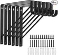 6 Pack Black Closet Rod Bracket 11 x 11 Inch, Heavy Duty Closet Shelf Brackets with Rod Shelving Support,Wall Mount Closet Rod Support Bracket with Screws,Supports 300 lbs
