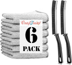 CrafTreat Cleaning Combo – 2 Pack Crevice Cleaning Brushes and 6 Pack Non Scratch Wire Dishcloths for Kitchen, Bathroom, Grout, Sinks, Pots and Pans – Reusable and Durable