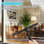 2PACK All-Purpose Shower Squeegee for Shower Doors, Tile Shower Walls, Bathroom, Window, Glass and Car Windshield, Mirrors and Kitchen-Stainless Steel, 9.5 Inches, Black