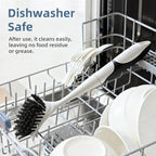 Dish Scrub Brush, 2 Pack Stiff Bristles Cleaning Scrubber Brushes with Non Slip Handle Built-in Scraper, Kitchen Dish Brushes for Cleaning Pans, Pots, Stoves, Sink