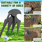 2Pcs Weed Puller Tool, Weeding Artifact Uprooting Steel Hand Weeder Tool for Garden Yard Farm - Durable Manganese, Manual Multifunctional Weeding Artifact Kit (Black)
